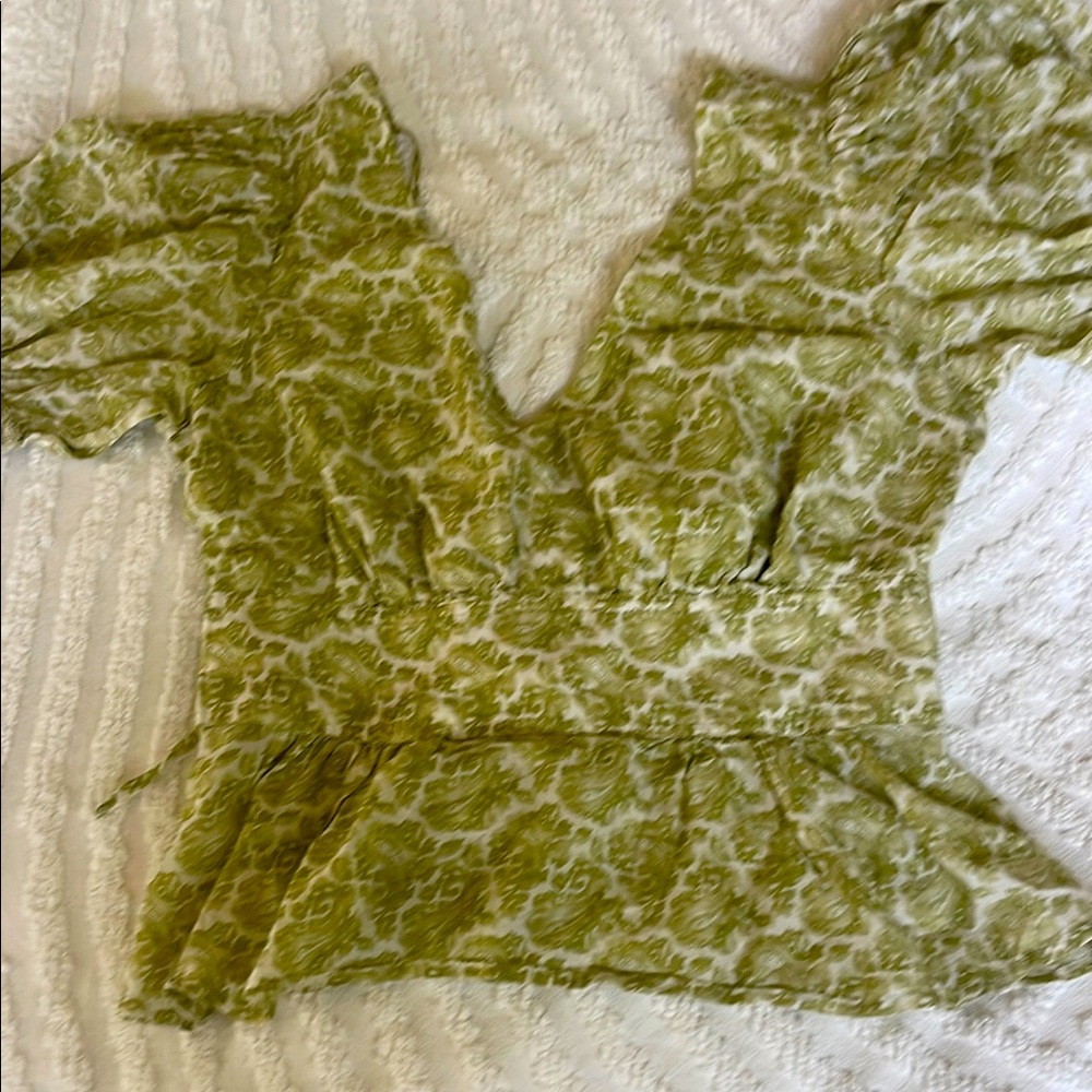 JCrew Floral Green Women's Top size 00